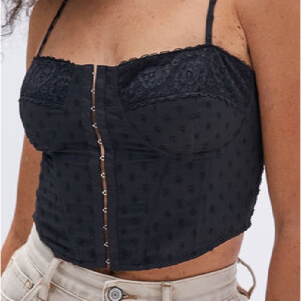 La Hearts Black Bustier Crop Camisole